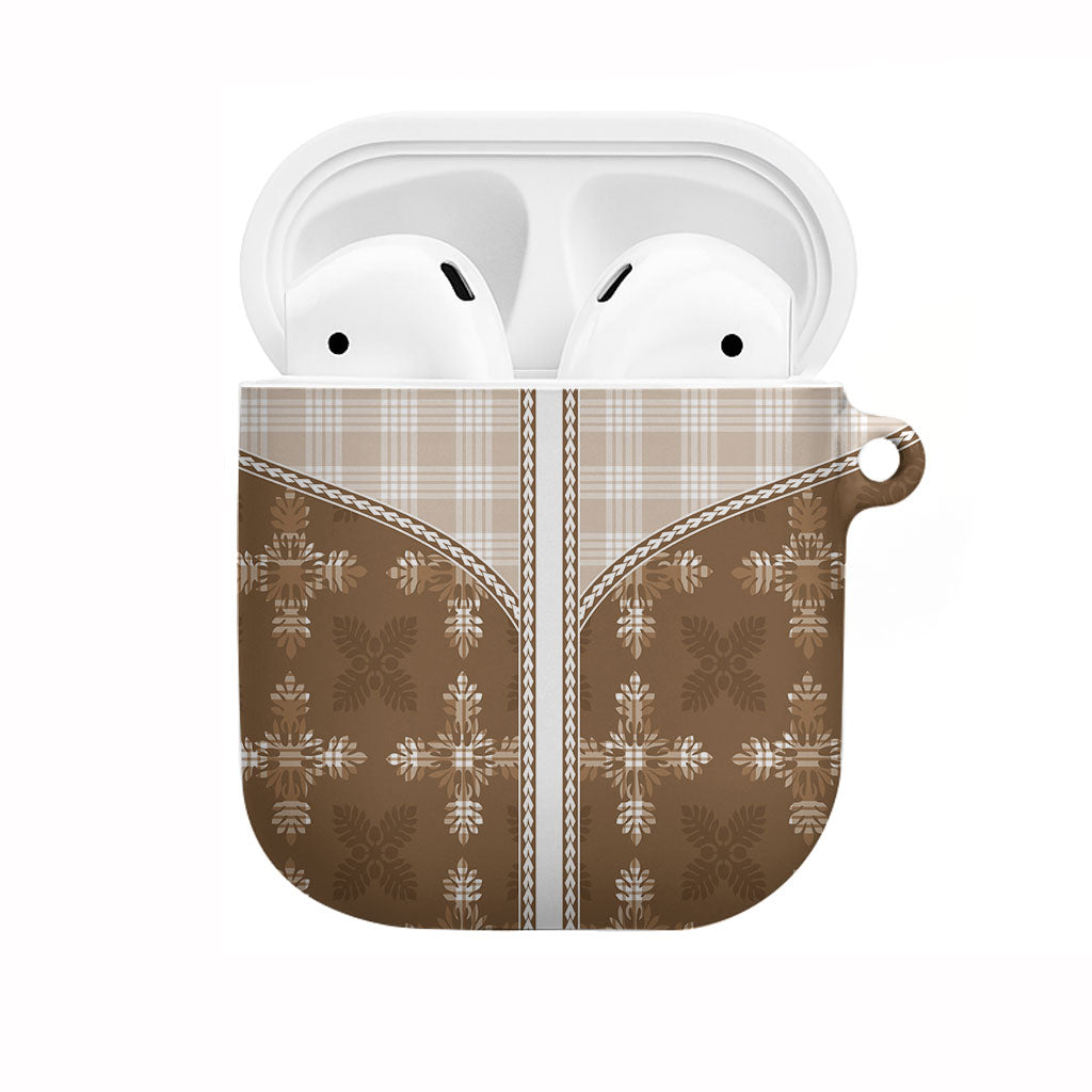 Beige Hawaii Paniolo Quilt Motif AirPods Case LT05 Beige - Polynesian Pride