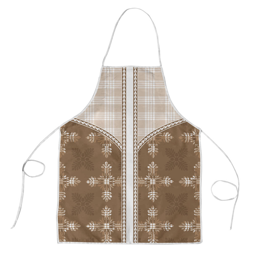 Beige Hawaii Paniolo Quilt Motif Apron LT05 Beige - Polynesian Pride