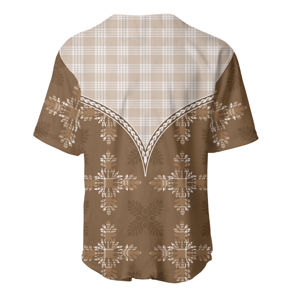 Beige Hawaii Paniolo Quilt Motif Baseball Jersey LT05 - Polynesian Pride