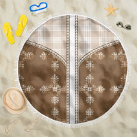 Beige Hawaii Paniolo Quilt Motif Beach Blanket LT05 One Size 150cm Beige - Polynesian Pride