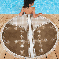 Beige Hawaii Paniolo Quilt Motif Beach Blanket LT05 - Polynesian Pride