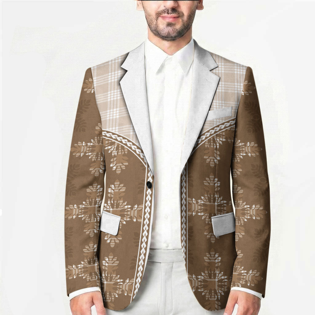 Beige Hawaii Paniolo Quilt Motif Blazer LT05 - Polynesian Pride