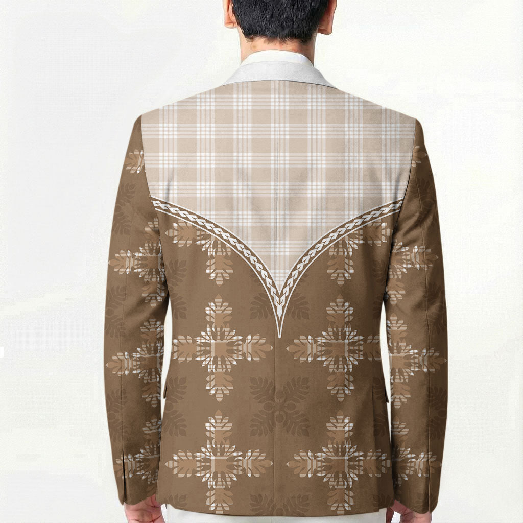 Beige Hawaii Paniolo Quilt Motif Blazer LT05 - Polynesian Pride