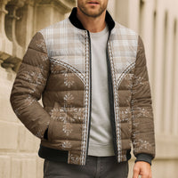 Beige Hawaii Paniolo Quilt Motif Bomber Puffer Jacket LT05 - Polynesian Pride