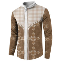 Beige Hawaii Paniolo Quilt Motif Button Sweatshirt LT05 - Polynesian Pride
