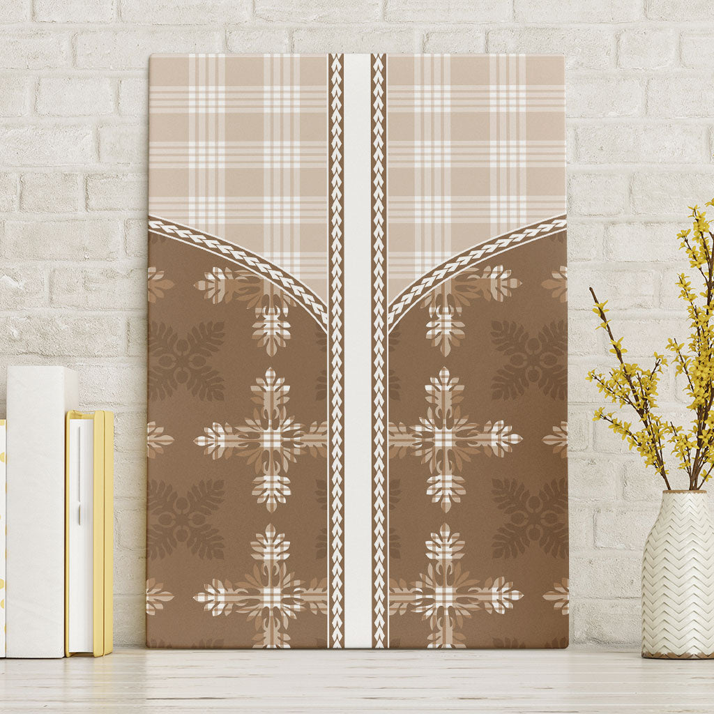Beige Hawaii Paniolo Quilt Motif Canvas Wall Art