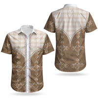 Beige Hawaii Paniolo Quilt Motif Couples Matching Tank Maxi Dress and Hawaiian Shirt LT05 - Polynesian Pride