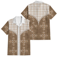 Beige Hawaii Paniolo Quilt Motif Family Matching Puletasi and Hawaiian Shirt LT05 Dad's Shirt - Short Sleeve Beige - Polynesian Pride