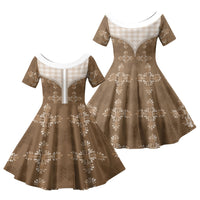 Beige Hawaii Paniolo Quilt Motif Family Matching Puletasi and Hawaiian Shirt LT05 Daughter's Dress Beige - Polynesian Pride