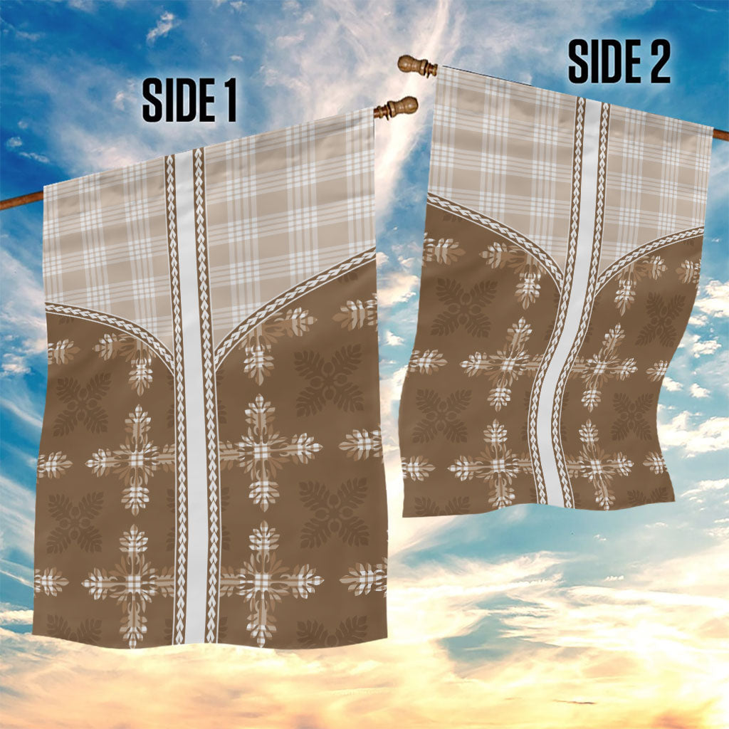 Beige Hawaii Paniolo Quilt Motif Garden Flag LT05 - Polynesian Pride