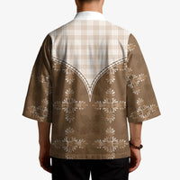 Beige Hawaii Paniolo Quilt Motif Kimono LT05 - Polynesian Pride