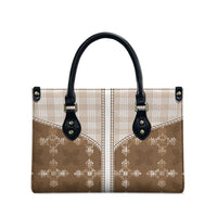Beige Hawaii Paniolo Quilt Motif Leather Bag LT05 - Polynesian Pride