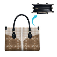 Beige Hawaii Paniolo Quilt Motif Leather Bag LT05 - Polynesian Pride