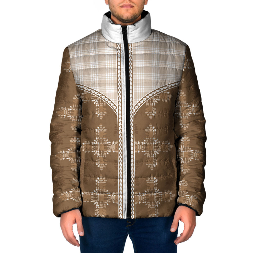 Beige Hawaii Paniolo Quilt Motif Padded Jacket LT05 Men Beige - Polynesian Pride