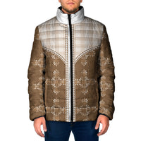 Beige Hawaii Paniolo Quilt Motif Padded Jacket LT05 Men Beige - Polynesian Pride
