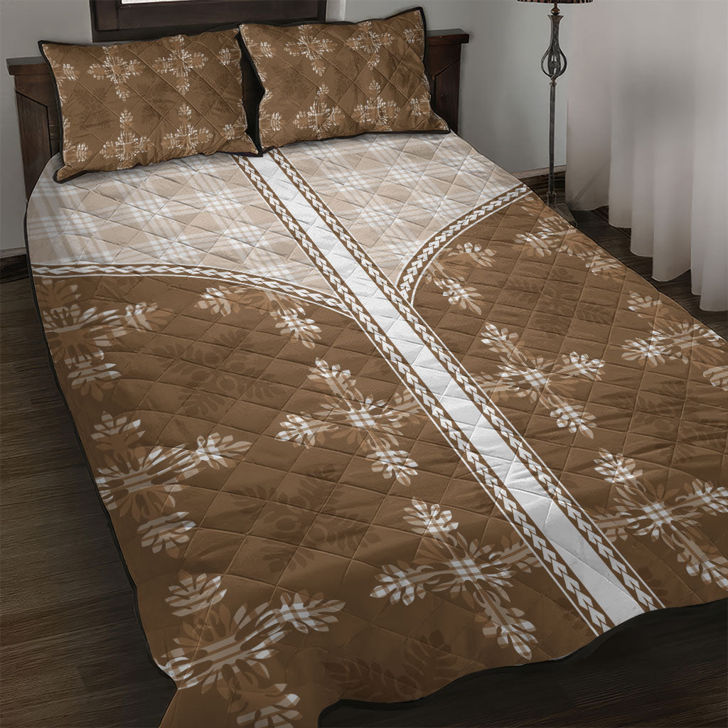 Beige Hawaii Paniolo Quilt Motif Quilt Bed Set