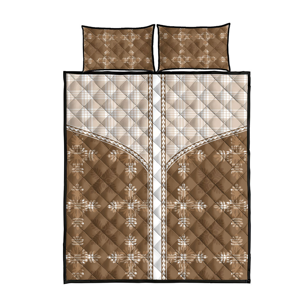Beige Hawaii Paniolo Quilt Motif Quilt Bed Set LT05 - Polynesian Pride