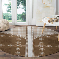 Beige Hawaii Paniolo Quilt Motif Round Carpet LT05 - Polynesian Pride