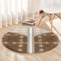 Beige Hawaii Paniolo Quilt Motif Round Carpet LT05 - Polynesian Pride
