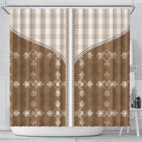 Beige Hawaii Paniolo Quilt Motif Shower Curtain LT05 - Polynesian Pride