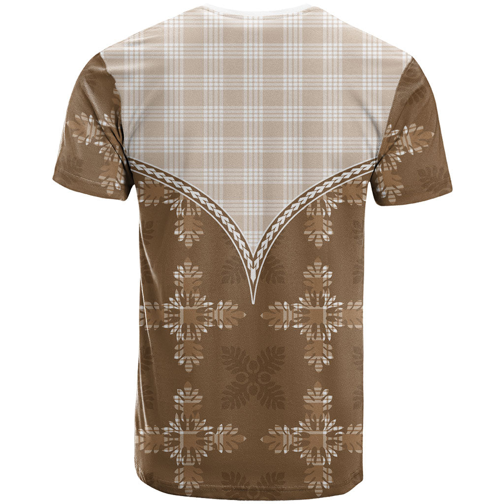 Beige Hawaii Paniolo Quilt Motif T Shirt LT05 - Polynesian Pride