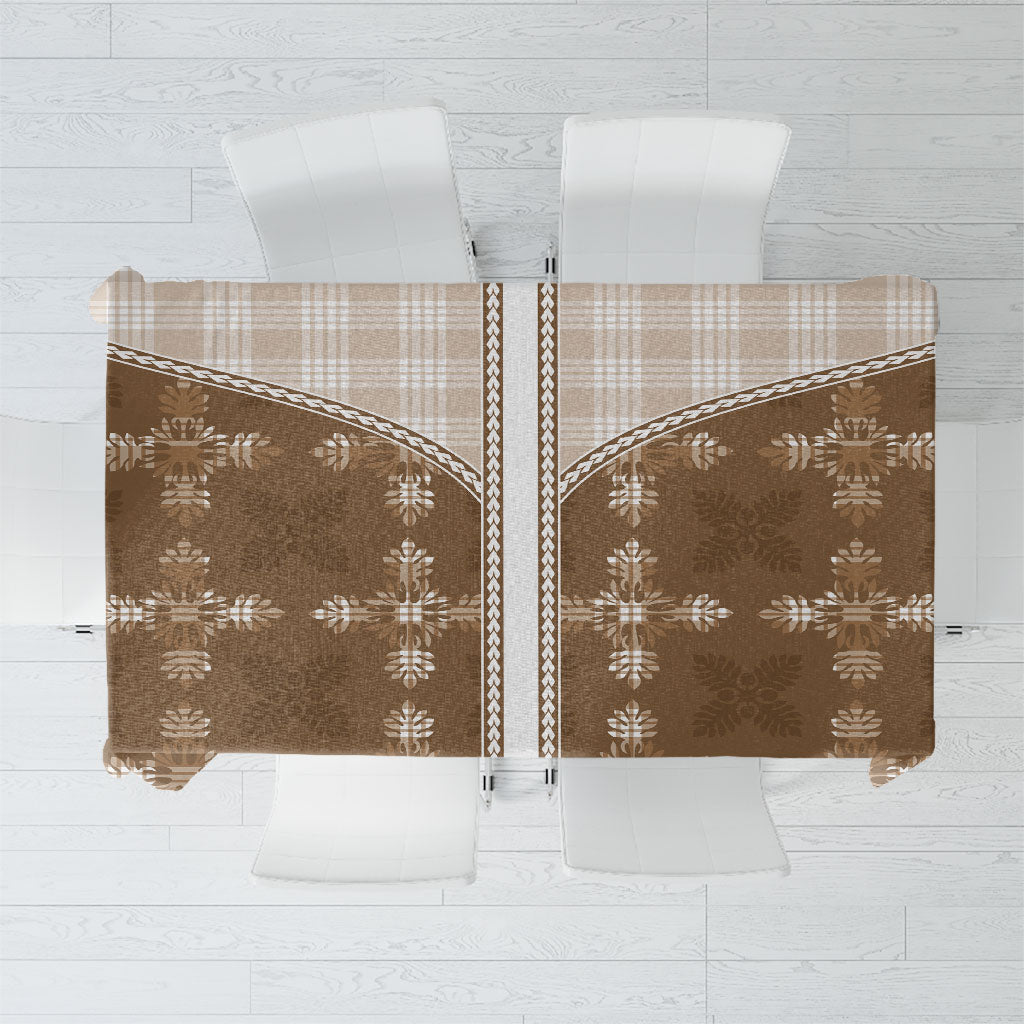 Beige Hawaii Paniolo Quilt Motif Tablecloth LT05 Beige - Polynesian Pride