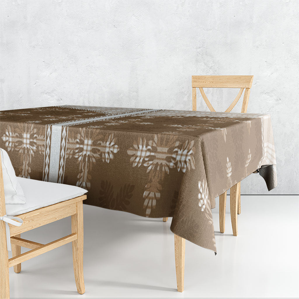 Beige Hawaii Paniolo Quilt Motif Tablecloth LT05 - Polynesian Pride