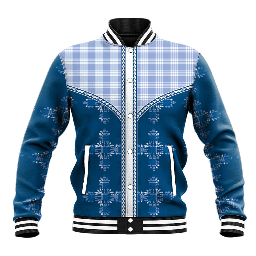 Blue Hawaii Paniolo Quilt Motif Baseball Jacket LT05 Unisex Blue - Polynesian Pride
