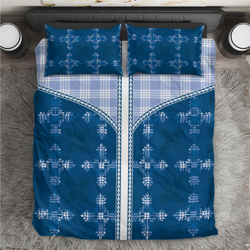 Blue Hawaii Paniolo Quilt Motif Bedding Set LT05 Blue - Polynesian Pride