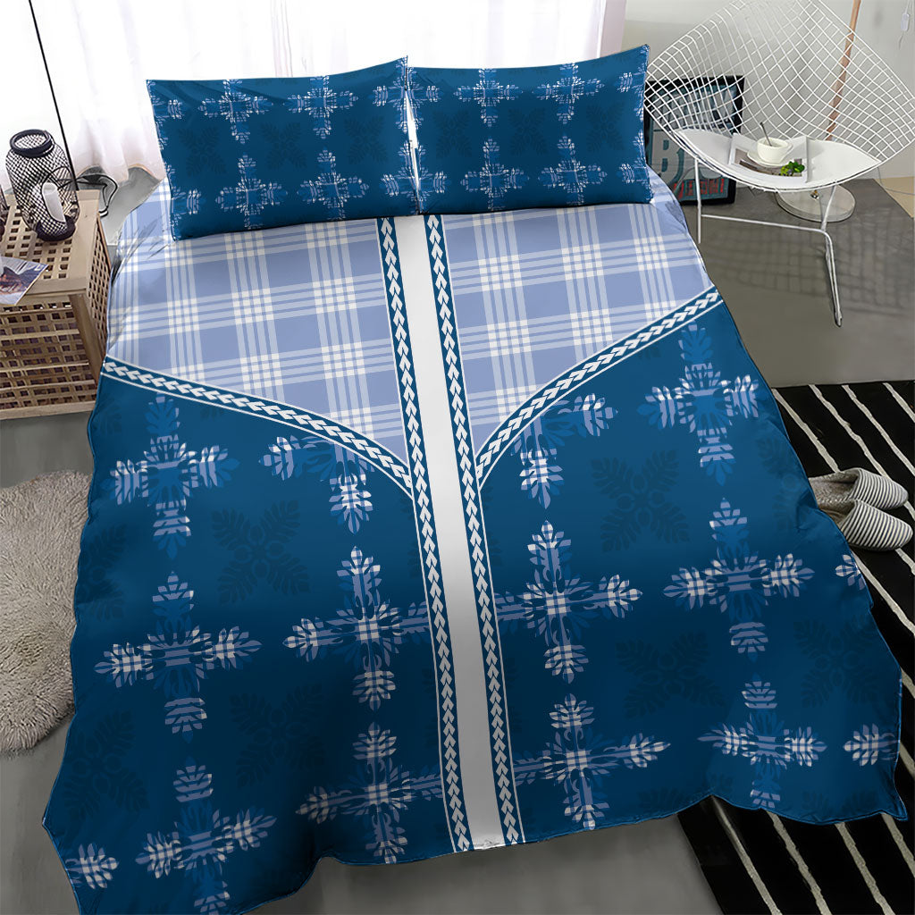 Blue Hawaii Paniolo Quilt Motif Bedding Set LT05 - Polynesian Pride