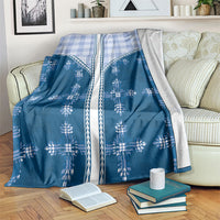 Blue Hawaii Paniolo Quilt Motif Blanket LT05 Blue - Polynesian Pride