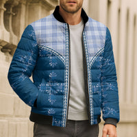Blue Hawaii Paniolo Quilt Motif Bomber Puffer Jacket LT05 - Polynesian Pride