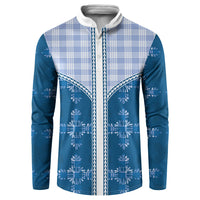 Blue Hawaii Paniolo Quilt Motif Button Sweatshirt LT05 Blue - Polynesian Pride