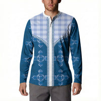 Blue Hawaii Paniolo Quilt Motif Button Sweatshirt LT05 - Polynesian Pride