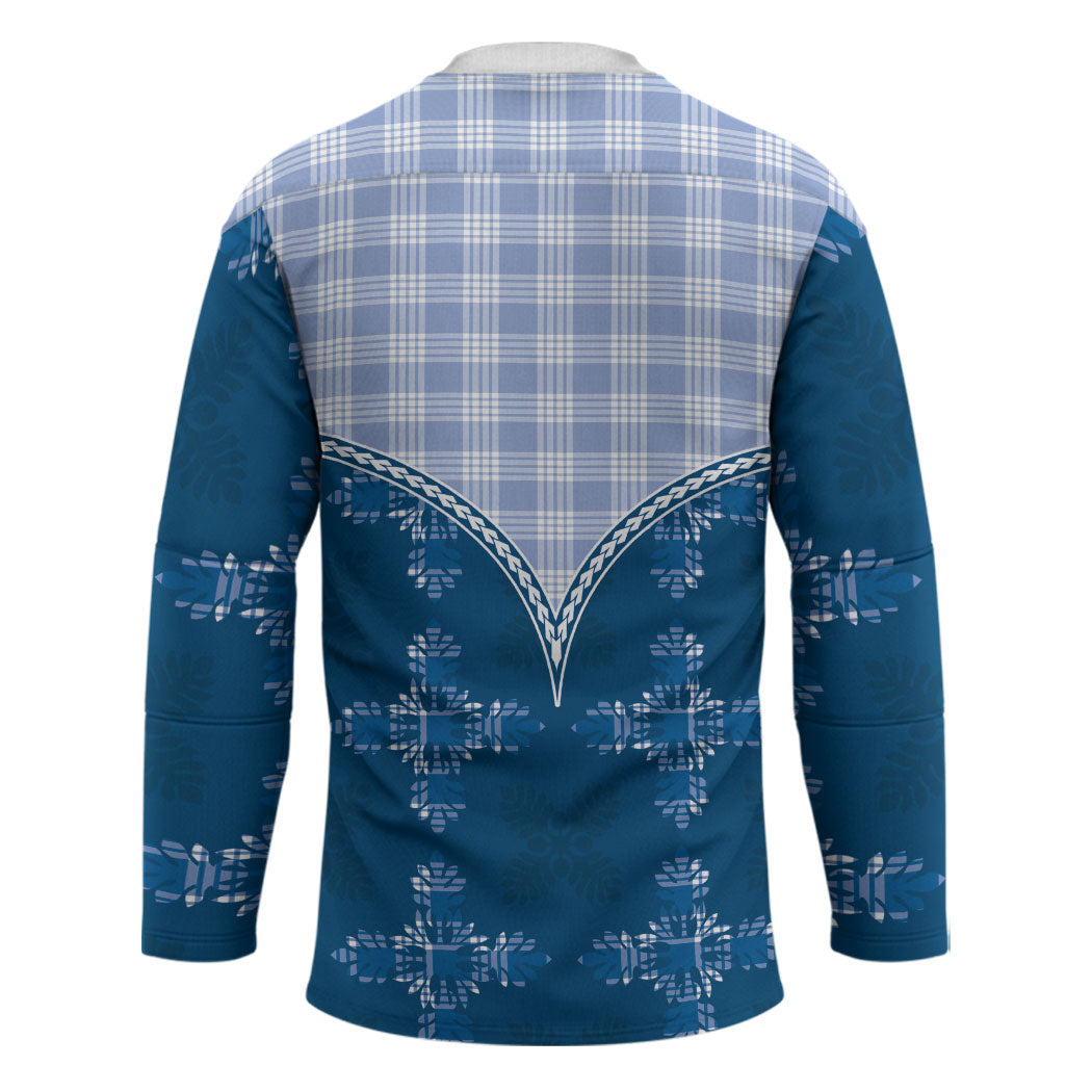 Blue Hawaii Paniolo Quilt Motif Hockey Jersey LT05 - Polynesian Pride