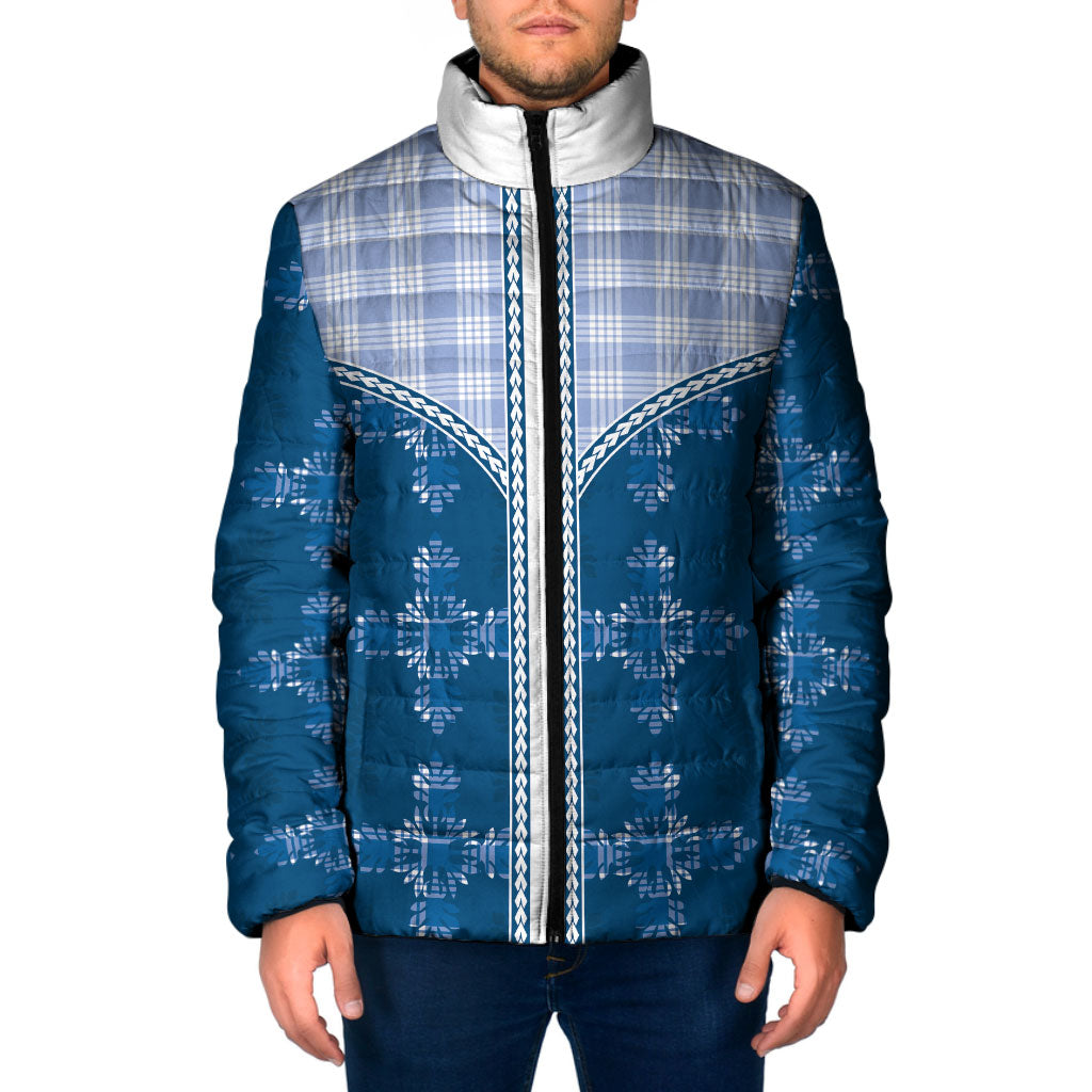 Blue Hawaii Paniolo Quilt Motif Padded Jacket LT05 Men Blue - Polynesian Pride