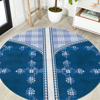 Blue Hawaii Paniolo Quilt Motif Round Carpet LT05 Blue - Polynesian Pride