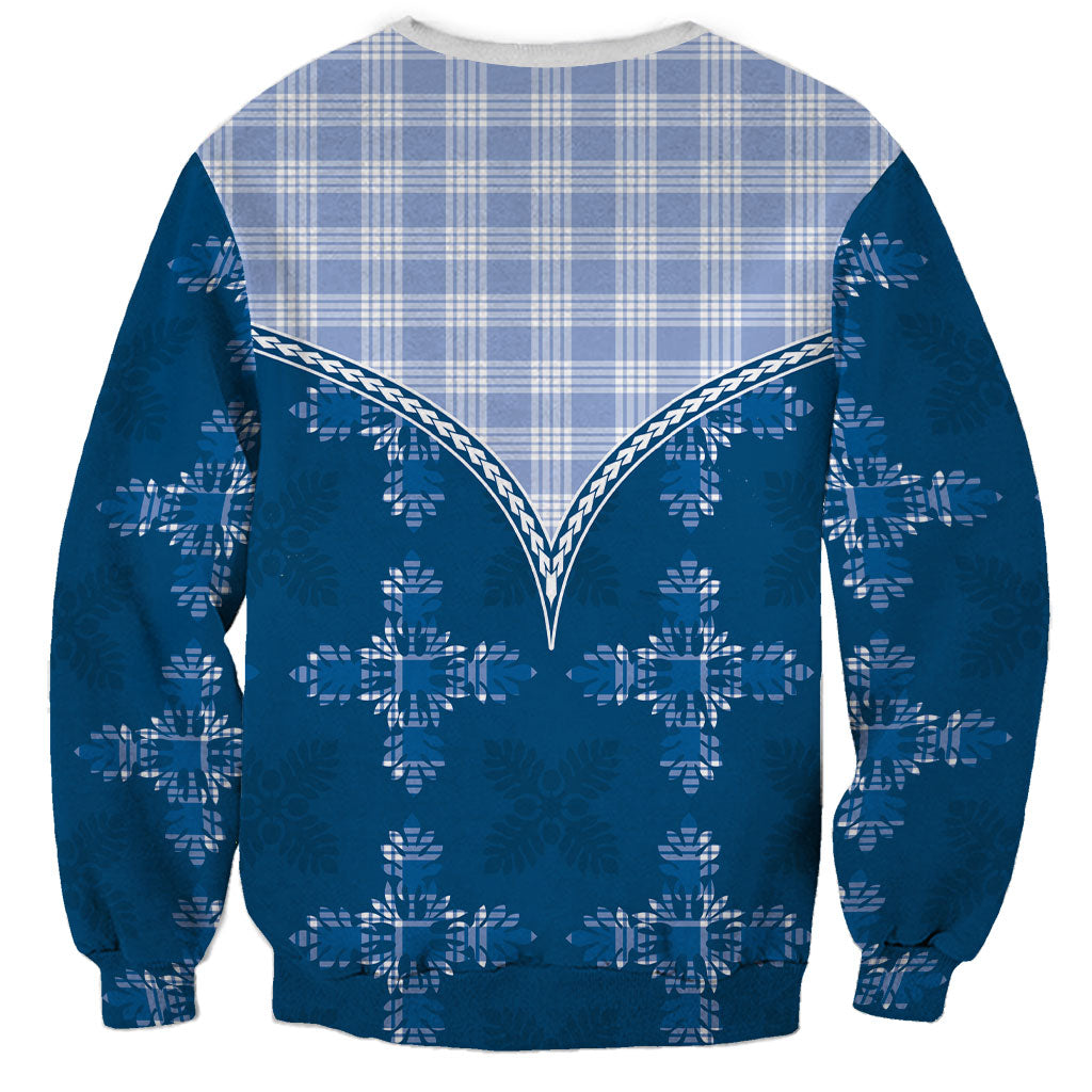 Blue Hawaii Paniolo Quilt Motif Sweatshirt LT05 - Polynesian Pride