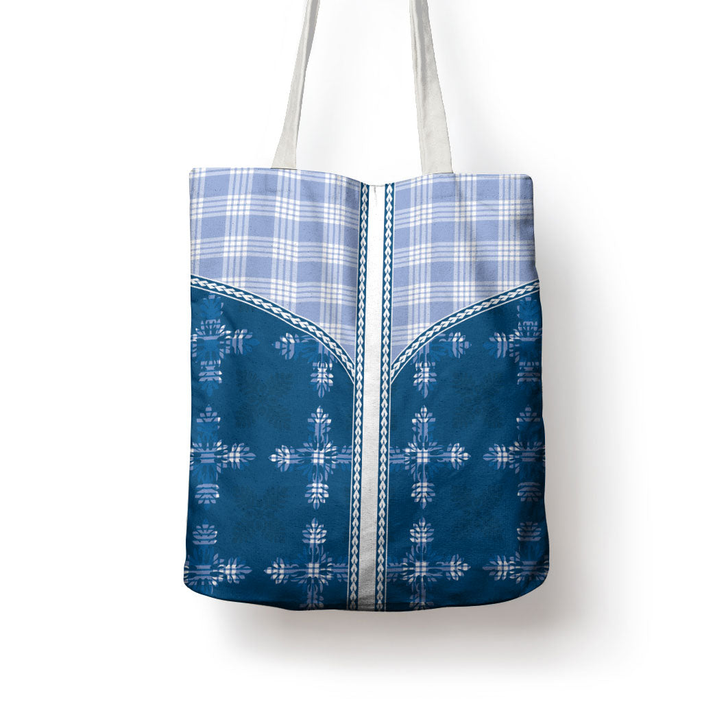 Blue Hawaii Paniolo Quilt Motif Tote Bag LT05 - Polynesian Pride