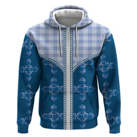 Blue Hawaii Paniolo Quilt Motif Zip Hoodie LT05 Zip Hoodie Blue - Polynesian Pride