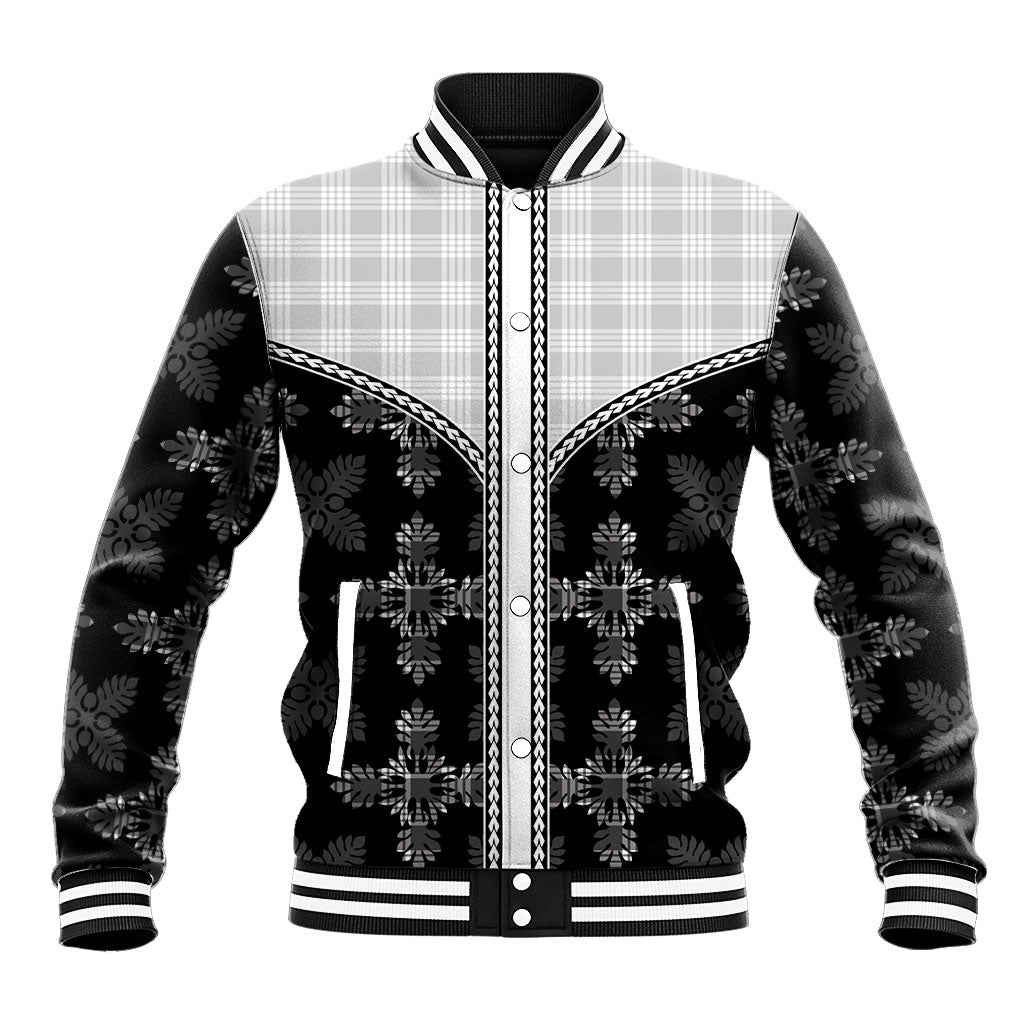 Black Hawaii Paniolo Quilt Motif Baseball Jacket LT05 Unisex Black - Polynesian Pride