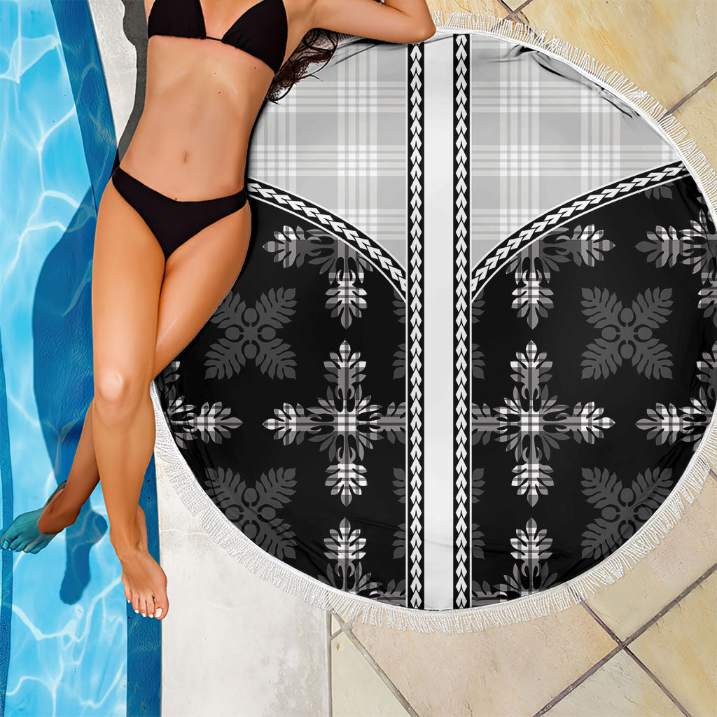Black Hawaii Paniolo Quilt Motif Beach Blanket LT05 - Polynesian Pride