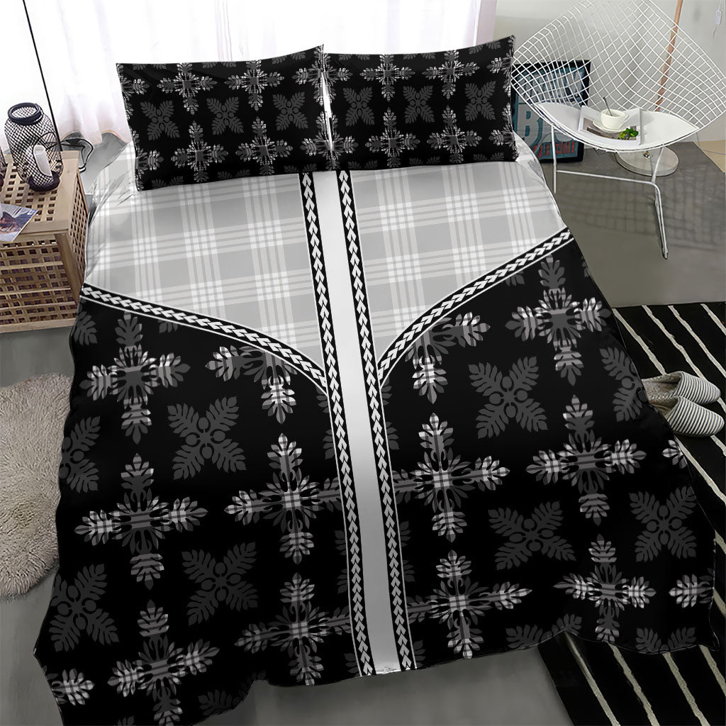 Black Hawaii Paniolo Quilt Motif Bedding Set LT05 - Polynesian Pride