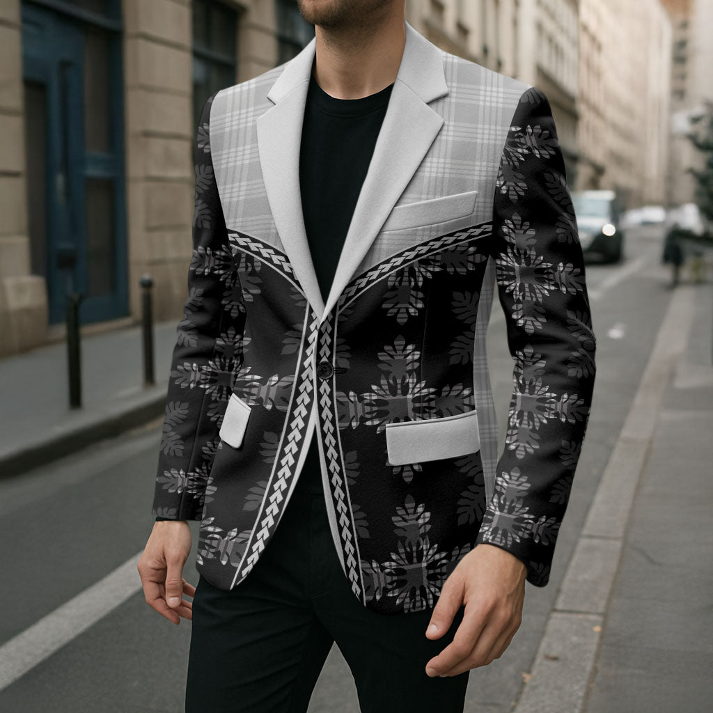 Black Hawaii Paniolo Quilt Motif Blazer LT05 - Polynesian Pride