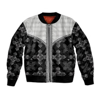 Black Hawaii Paniolo Quilt Motif Bomber Jacket LT05 Unisex Black - Polynesian Pride