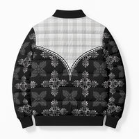 Black Hawaii Paniolo Quilt Motif Bomber Puffer Jacket LT05 - Polynesian Pride