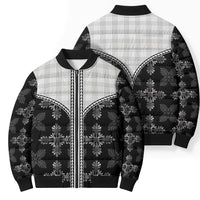 Black Hawaii Paniolo Quilt Motif Bomber Puffer Jacket LT05 - Polynesian Pride