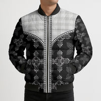 Black Hawaii Paniolo Quilt Motif Bomber Puffer Jacket LT05 - Polynesian Pride