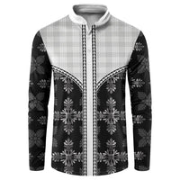 Black Hawaii Paniolo Quilt Motif Button Sweatshirt LT05 Black - Polynesian Pride