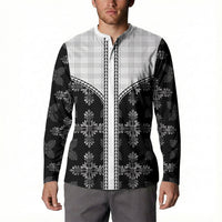 Black Hawaii Paniolo Quilt Motif Button Sweatshirt LT05 - Polynesian Pride